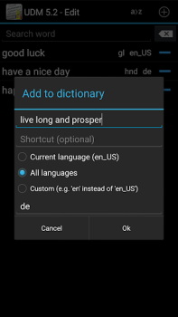Скачать User Dictionary Manager (UDM) Работа для Андроид скриншот 5