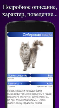 Скачать Породы кошек. Справочник пород Книги и справочники для Андроид скриншот 3
