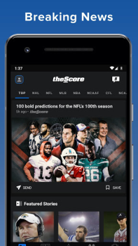 Скачать theScore: Sports News & Scores Спорт для Андроид скриншот 2